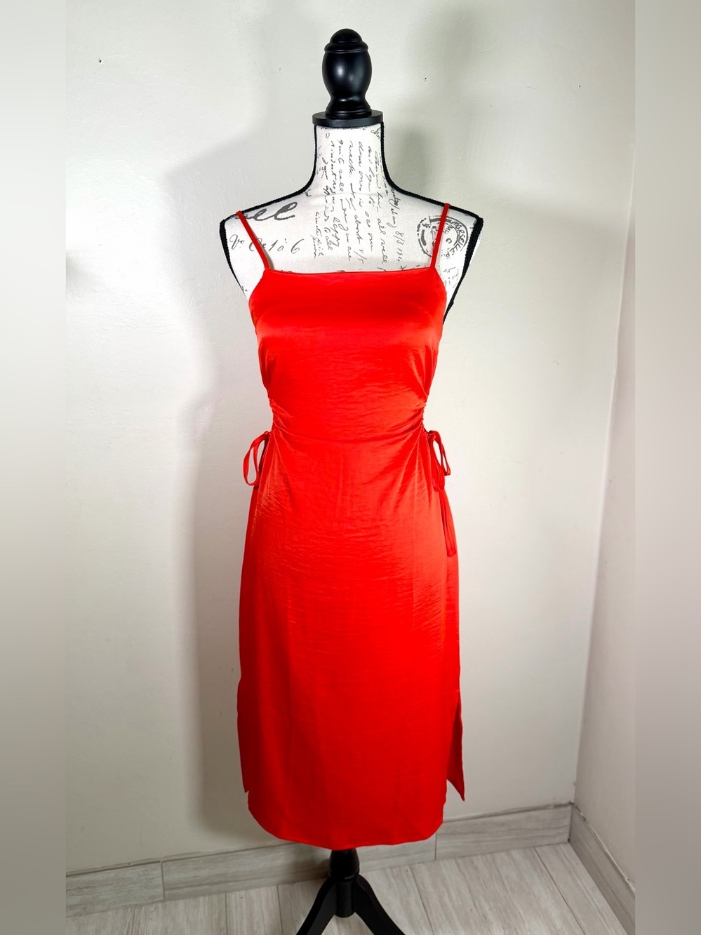Christian Lacroix Bold Red Slip Midi Dress with Side Ties
